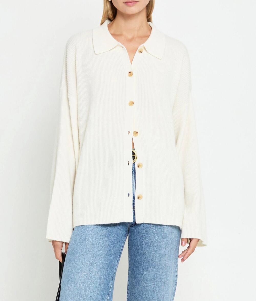New NWT CAARA Colby Ivory Cashmere Cardigan $222 Sz XS